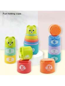 Random Color Children's Educational Stacking Toy, Rainbow Tower Kids Toy, Children's Ring Stacking Toy, Beach Toy, Holiday Gift, Birthday Gift (Random Color) - 彩色 - 查看 3