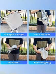 汽车前挡风玻璃遮阳帘 - 隔热防紫外线，汽车内饰配件，开槽设计，可折叠方便收纳，适用于大多数车型，遮阳帘，汽车遮阳罩，前挡风玻璃遮阳板，遮阳设备，汽车内饰挡风玻璃遮阳罩，小型汽车遮阳伞，圣诞节，万圣节，情人节，感恩节礼物 - A - 查看 8
