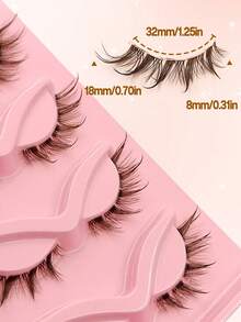 Rikuaild 5 Pairs Brown Wet Effect Spiky Lashes, Natural Looking Transparent Band False Eyelashes, Thick & Lengthening Lashes, Makeup Tools - Comic wet eyelashes - View 3