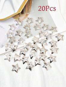 20Pcs Silver Star Snap Hair Clip, Y2K Style, Simple And Stylish Star Hair Accessory For Girls, Suitable For Everyday Wear, School And Outdoor Activities, Headwear Accessory, Non-Slip Star-Shaped Hair Accessory - 20 chiếc - Xem 11