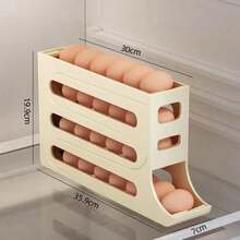 Slim Gravity Rolling Egg Storage Rack, Auto Refill Egg Dispenser Holder, Space Saving Fridge Organiser Made Of Smooth Hard Plastic For Household Kitchen Refrigerator - Multicolor - View 12