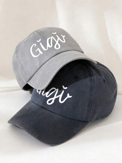 1pc Unisex Solid Color Vintage Washed Printed Baseball Cap, Trucker Hat, Casual Dad Hat, Suitable For Outdoor, Travel, Hiking, Beach