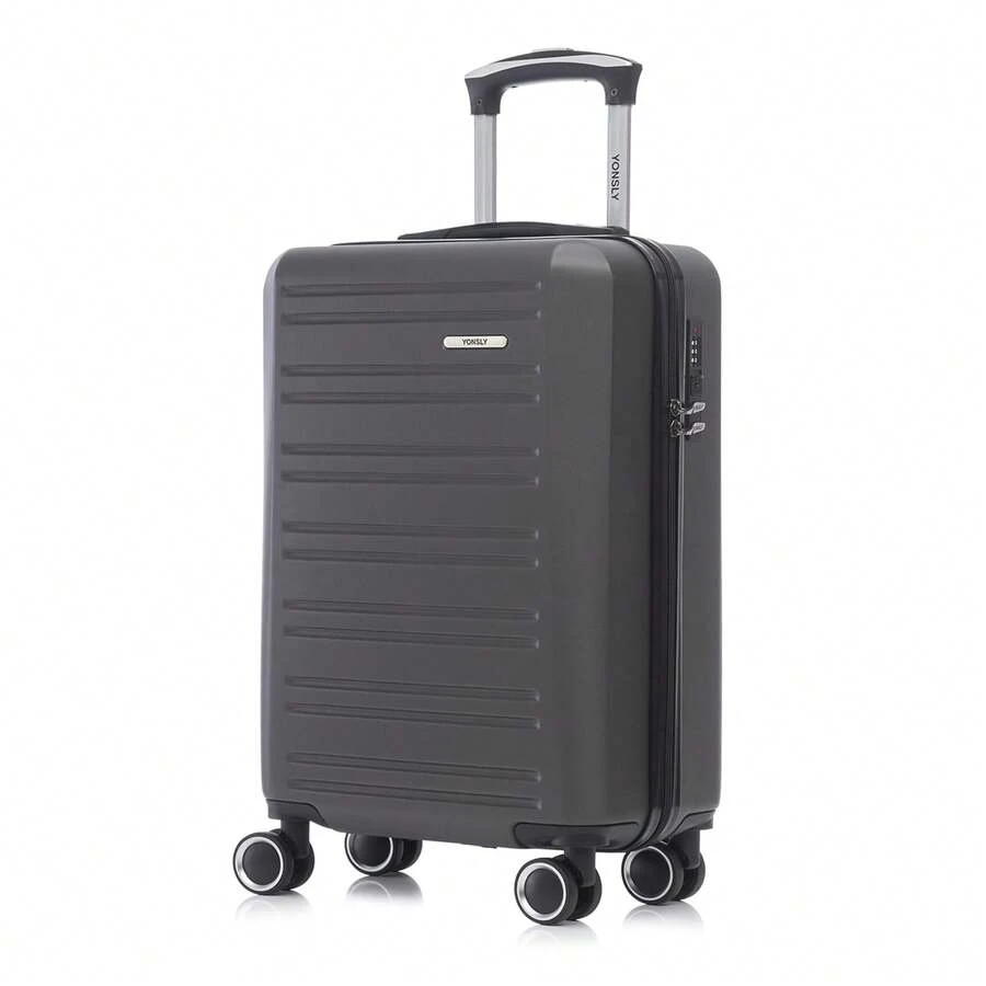 YONSLY Hard Shell Suitcase 20/24/28 Inches With 4 Wheels 360° Combination Lock Double Zippers Soft Rubber Handle Mesh Pocket Lightweight For Vacation - 深灰色 - 查看 1