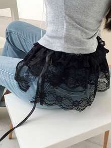 Women's Sweet Mesh Lace Midi Skirt, Spring Summer Layering Skirt Extender, Anti-Exposure Hip Covering Mini Hem Skirt - Multicolor - View 7