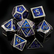 7pcs Shiny Metal Dice Set, D&D Tabletop Game Accessories, Suitable For Halloween, Christmas, Gifts, Party Supplies - Multicolor - View 13