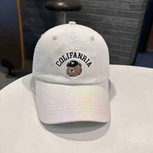 1顶可爱字母熊刺绣100%纯棉棒球帽，适合春夏外出佩戴 - 彩色 - 查看 3