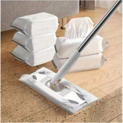 1 pieza Mopa de polvo estática desmontable japonesa - Con mango de hierro | Limpiador ligero y flexible de múltiples usos adecuado para pisos de madera/baldosas/laminado | Artículo de limpieza esencial para el Año Nuevo 2026, renovación del hogar para vacaciones, solución de limpieza rápida, diseño ahorra espacio, eliminación de pelo de mascotas