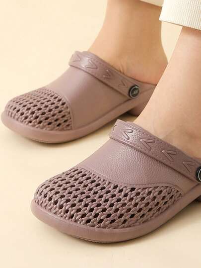 รองเท้าแตะแบบสวมลำลองแบบกลวงสำหรับผู้หญิง, รองเท้าแตะแบบกลวงระบายอากาศ PVC สำหรับชายหาด, รองเท้าแตะกันลื่นทนทานสำหรับฤดูร้อนกลางแจ้งอเนกประสงค์