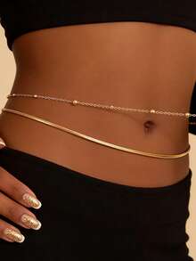 HOTNICE 1件波西米亚风水晶心形腰链，简约性感女士身体链腰饰，夏季海滩风 - 金黃色 - 查看 2