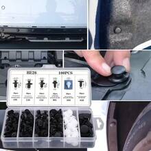 100个黑色汽车卡扣，6合1通用汽车紧固件套装，尼龙保险杠卡扣，铆钉保险杠卡扣，挡泥板卡扣 - 100Pcs車用卡扣 - 查看 12