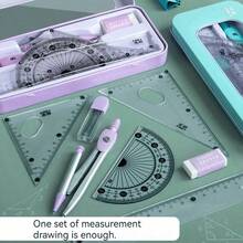 Un conjunto de herramientas de medición de alta calidad: compás, regla, escuadra, juego de herramientas de medición multifuncional, fabricado en metal, kit de dibujo - Kit de dibujo - Ver 4