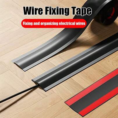 1卷 3米/118.11英寸 x 5.5厘米 PVC自粘柔性电缆遮蔽带，电线整理槽，用于隐藏电线、网线
