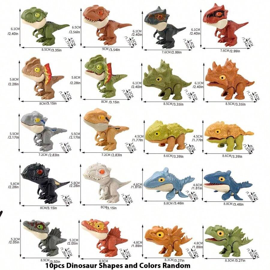 5件套可动嘴恐龙玩具 - 恐龙收藏手指偶，迷你灵活恐龙手偶，适合3岁以上儿童的收藏玩具，互动玩具 - 万圣节/圣诞节/感恩节/复活节/生日/节日/愚人节礼物 - 彩色 - 查看 1