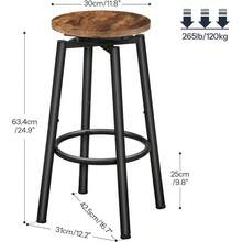 Swivel Backless Bar Stools Set Of 2 Round Adjustable Feet Modern Breakfast Chairs For Kitchen Islands Bar Cafe Rustic Brown Black - 2 - View 2