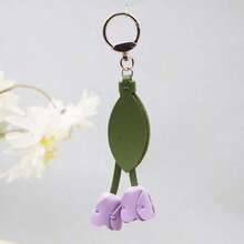 Tulip Handmade Leather Goods, Flower Bag Pendant, Keychain, Homemade Hand Sewn Car Key Pendant Floral Bridesmaid Gifts - Màu tím - Xem 3