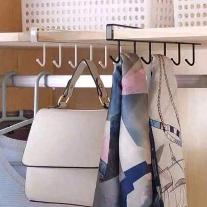 6-Hook Multifunctional Kitchen Storage Rack - Iron Organizer Shelf, Suitable For Cups, Mugs And Clothes In Kitchen And Dining Area