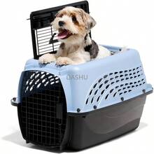 21231 Caseta de dos puertas para mascotas, Azul perla/ Marrón, 24.05" x 16.75" x 14.5" - Azul perla/ Marrón - Ver 1