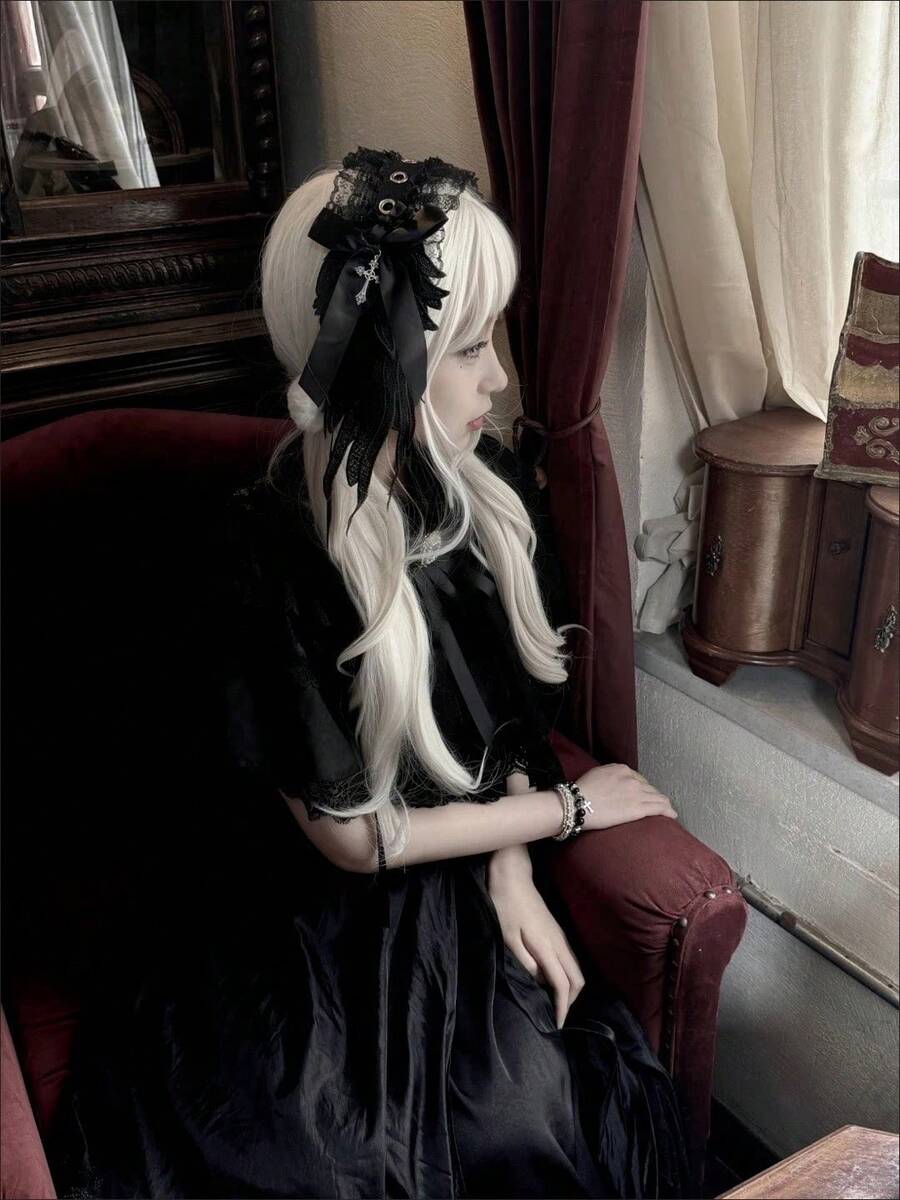 1 chiếc băng đô cánh thiên thần Lolita, phụ kiện tóc thiên thần đen tối phong cách Gothic, băng đô đinh tán phong cách Punk Rock Cosplay