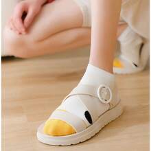 5 Pairs Cute Duck Shaped Animal Design Casual Mid-Calf Socks - Yellow - View 5