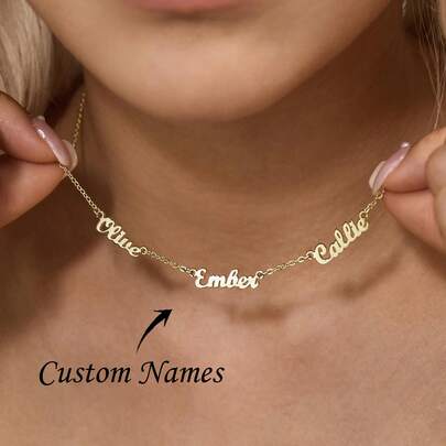Multi Name Necklace, Personalized Family Names Necklace, Friendship Necklace, Custom Name Jewelry, Dainty Gold Name Necklace, Gift For Wife