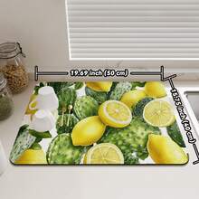 Summer Lemon Print Kitchen Countertop Drying Mat, Quick Dry Trivet For Dining Table, Bar, Coffee Machine, Non-Slip Waterproof Rubber Bottom, Easy To Clean - Mustard Yellow - View 23