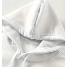 Men's And Women's Kangaroo Sweatshirt, Basic Casual Printed Jacket With Hood. - White - View 2