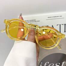 New Round Small-Frame Fashion Glasses, Classic And Versatile, In Candy Colors, Suitable For Both Women And Men, Perfect For Daily Wear And Party Accessories - Màu vàng - Xem 11