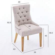Fabric Dining Chair With KD Legs And Decorative Studs – Upholstered Chair, Assemble-It-Yourself, Modern Design, Set Of 2 - Beige - View 11