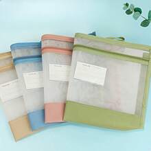 1pc A4 Double Layer Zipper File Folder, Transparent Front For Easy Identification, Secure Zipper Closure, Ideal For Office/School - Fits A4, Letter Size, Space-Saving Storage Solution - Storage Bag - View 10