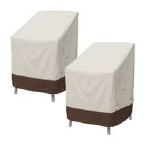 Basics Outdoor Patio Dining Arm Chair Cover Set of 2 Beige/Tan - Beige bronceado - Ver 1