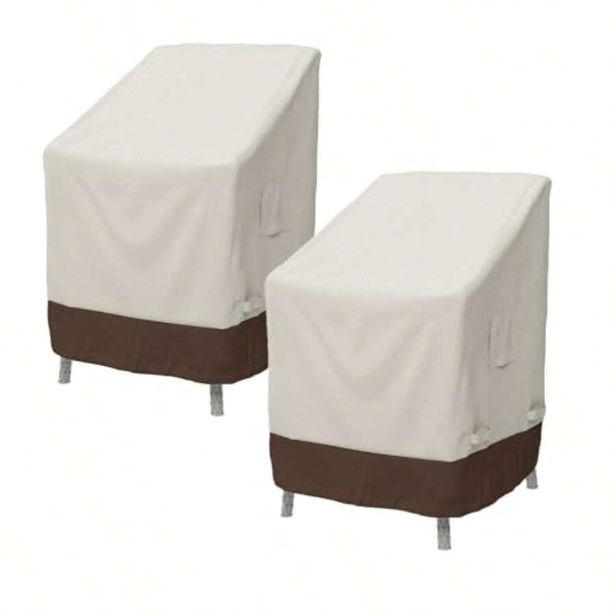 Basics Outdoor Patio Dining Arm Chair Cover Set of 2 Beige/Tan - Beige bronceado - Ver 1