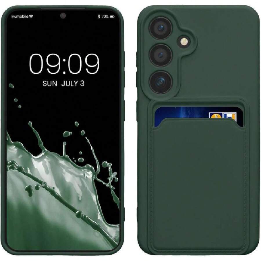 Funda Billetera Compatible con Samsung Galaxy S24 Funda con Tarjetero - Carcasa Cartera Protectora con Espacio para Tarjeta - Verde Oscuro,43350129 - Champán - Ver 1