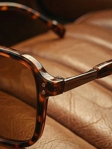 男女通用豹纹复古方形飞行员太阳镜，铆钉装饰，经典时尚，防紫外线，夏季度假必备，适合海滩旅行、驾驶和日常佩戴 - 彩色 - 查看 3