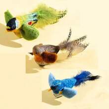 Juguete realista para gatos, juguete de plumas de peluche con sonido de trino - Juguete de plumas artificiales hecho a mano con silbato incorporado y sensor táctil, juguete de peluche interactivo de pájaro inteligente sin batería con sensores, plumas duraderas para estimular el instinto de caza, juguete de pájaro colgante para juego en solitario y diversión de caza, adecuado para todas las razas, juguete interactivo para gatos, diseño de entretenimiento para mascotas, atrae la actividad de la mascota, sin batería - Multicolor - Ver 15