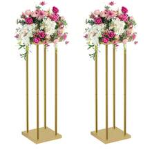 Vincidern 2Pcs Gold Flower Stand Centerpieces For Wedding Party Decor,31.5inch Metal Column Geometric Flower Stand Tall Floor Vase For Table Decorations Home Event Mother's Day Party Supplies - Vàng - Xem 2