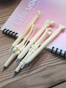 5pcs/Set Creative Mixed Ballpoint Pens, Novelty Realistic Skeleton Shaped Gift Pens, Blue Ink - Skull Pen - View 11