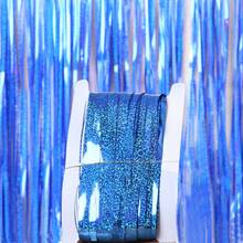 [Emballé individuellement] 1*2m/1 sac Rideau à paillettes laser pour décoration de scène, fournitures de fête, décoration de Noël, fête d'anniversaire, toile de fond de mariage, rideau de porte à franges, couleurs vives, indéfrisable - Rideau de pluie laser - Voir 19