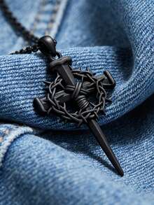 1pc Retro Triple Cross Necklace, Thorn Crown Cross Pendant, Suitable For General Christian Jewelry Gifts - Fashion - View 8