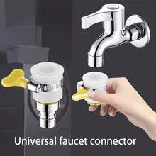 通用不锈钢水龙头适配器 - 圆形管件，带扳手，防溅水龙头连接器，多用途适配器，适用于 15-26 毫米孔径，兼容欧洲和美国螺纹 - 白色 - 查看 4