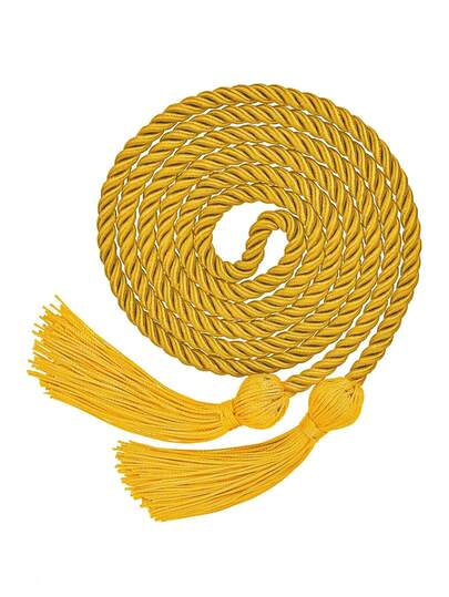 1pc Graduation Cords Honor 2026 Polyester Yarn Decorative 67" Long Garland Twist Ties With Tassels For Bachelor Gown Graduation(Yellow)