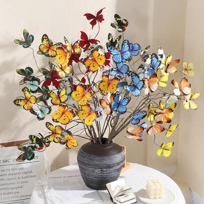 1/2PCS 28.7inch Realistic Butterfly Bouquet. Nordic Minimalist Style. Rainbow Gradient. Multi-Branch Natural. Three-Dimensional Wings. Never Fades. Butterfly Flower Arrangement. Suitable For Home Decoration, Wedding Venues, Living Room, Bedroom, Dining Table, And Spring Mother's Day.