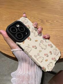 1pc Minimalist Soft Cute Droopy Ear Rabbit Allover Print Textured Soft Protective Phone Case, Suitable As Gift For Friends And Lovers, Compatible With Apple And Phones 17/17AIR/17PRO/17PROMAX - Multicolor - View 5