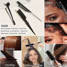 卷发梳，卷发定型梳，另加3件套美发造型梳（后梳、尖尾梳、边缘刷），轻巧透气，适用于梳理、塑形、造型。 - 大波浪造型梳 - 查看 2