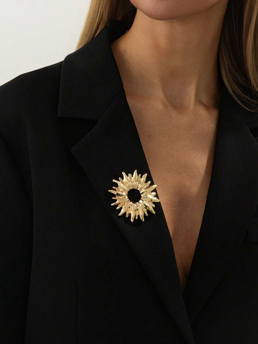 1枚波西米亚几何镂空向日葵胸针，优雅奢华，适合日常休闲、派对、约会、女士节日生日等场合，百搭珠宝礼品。 - 胸針 - 查看 1