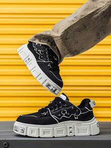 Autumn/Winter Air Cushion Shock Absorbing Rebound Running Shoes, Breathable Mesh Wear-Resistant Sneakers, New Arrival Couples Models - Black and White - View 4