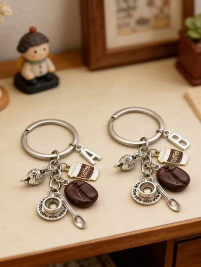 1 pieza Llavero elegante con colgante de grano de café, regalo conmemorativo casual y creativo, accesorio de moda para automóvil, decoración de bolso, decoración única para estuche de teléfono, regalo para el Día de San Valentín, Día de la Madre, graduación y maestro