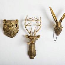 Animal Hook Simulated Rabbit Mouse Sculpture Animal Sculpture Wall Storage Key Hook Clothes Hangers Room Decoration Accessories - 青銅 - 查看 1