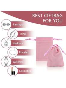 20 chiếc/10 chiếc/5 chiếc/1 chiếc Túi đựng trang sức bằng nhung, Túi đựng trang sức có dây rút, Túi đựng đồ bằng nhung, Túi phụ kiện, Túi vải nhỏ - Hồng - Xem 2