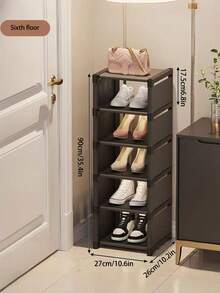 Zapatero multicapa de verano de 47 cm de ancho, estante para zapatos de una sola hilera de 27 cm, empalmable libremente y ajustable en altura, organizador apilable que ahorra espacio para la entrada, dormitorio o casa. - Negro - Ver 10