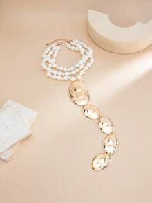 1pc Bohemian Style Faux Pearl Beaded Multi-Layer Geometric Exaggerated Asymmetric Large Water Drop Patchwork Long Y-Shape Tassel Necklace, Luxurious & Elegant, Suitable For Wedding, Banquet, Vacation, Party, Casual, Street Style, Women, Couples, Holiday, Birthday, Versatile Necklace Gift - Necklace - View 6
